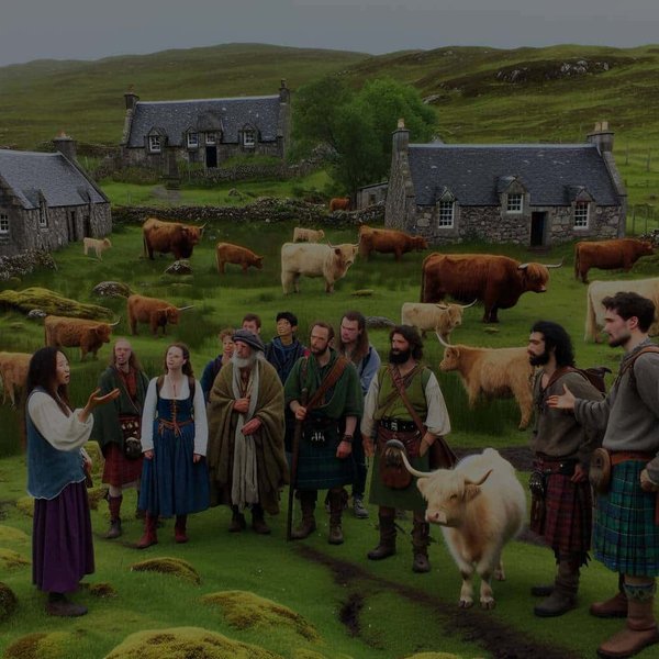 Peut-on trouver une ferme écossaise proposant des promenades guidées pour découvrir le folklore local?